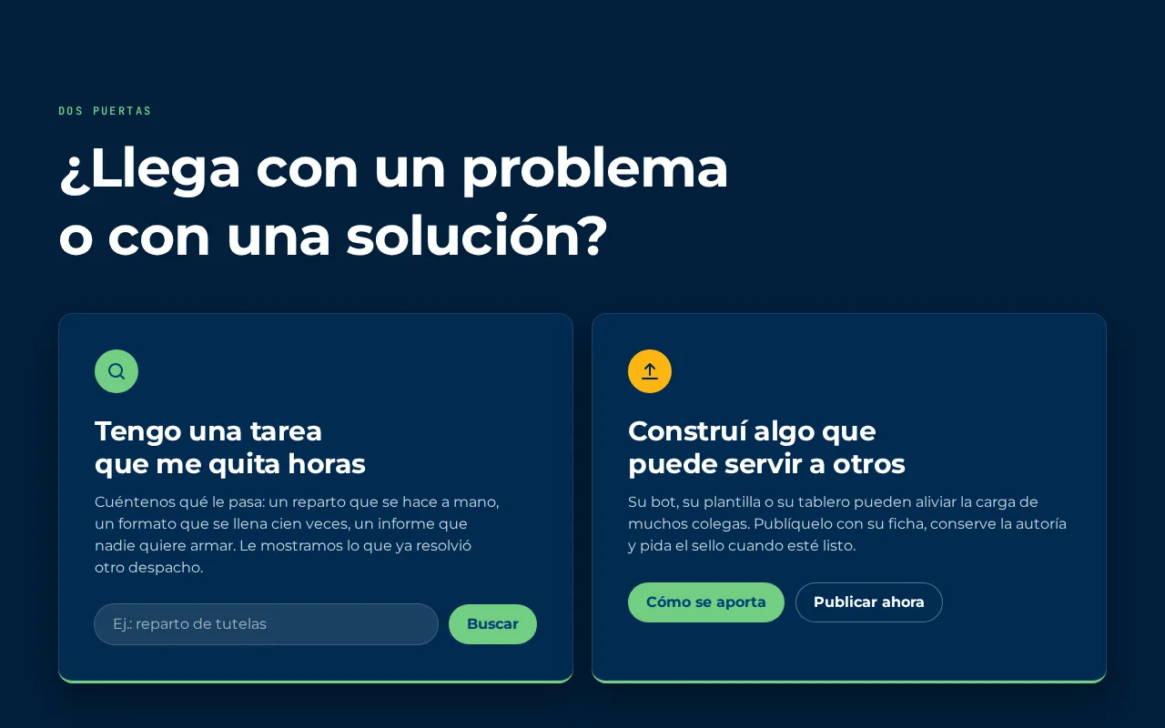 La sección «Dos puertas» de la portada: buscar una solución o aportar una
